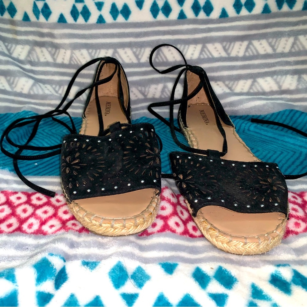 Espadrille lace up sandals